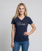 Basic T- Shirt III blue nights Schriftzug weiß