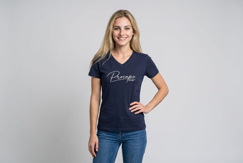 Basic T- Shirt III blue nights Schriftzug weiß