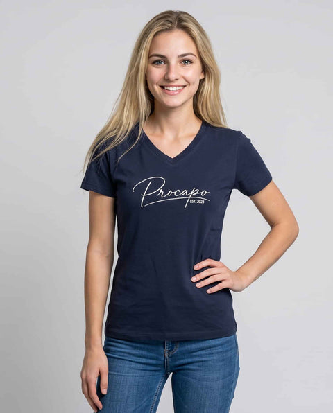 Basic T- Shirt III blue nights Schriftzug weiß