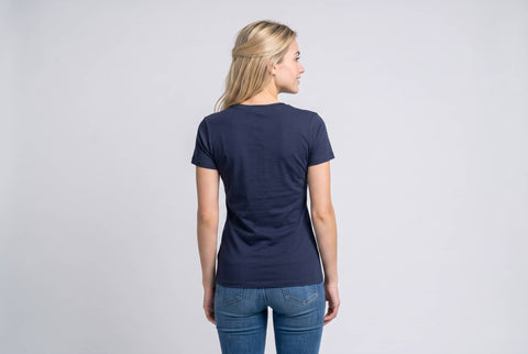 Basic T- Shirt III blue nights Schriftzug weiß