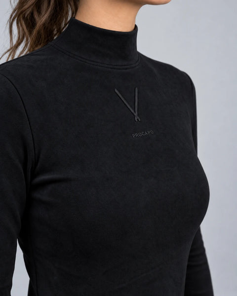 Rollkragen Fleece Cannes schwarz