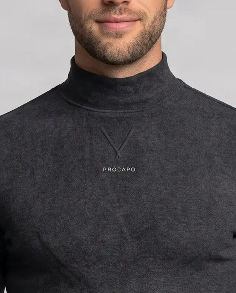 Rollkragen Fleece Cannes anthrazit- melange