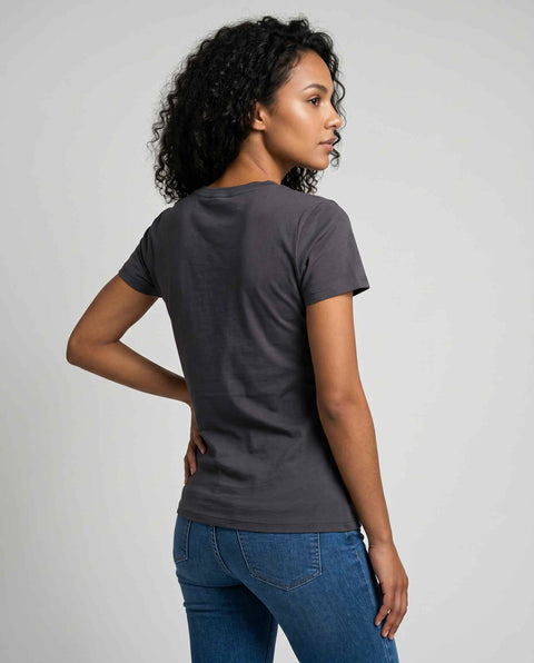 Basic T- Shirt II anthrazit Logo Print hellblau