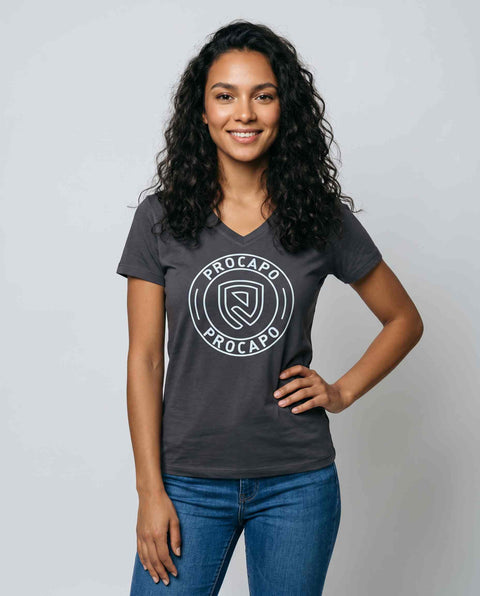 Basic T- Shirt II anthrazit Logo Print hellblau