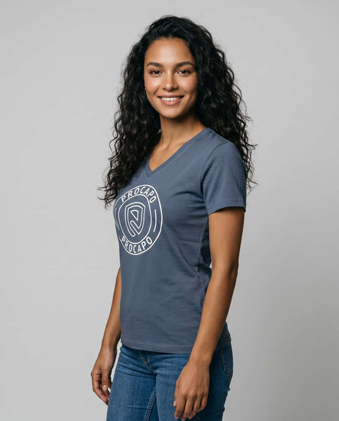 Basic T- Shirt II faded denim Logo Print weiß