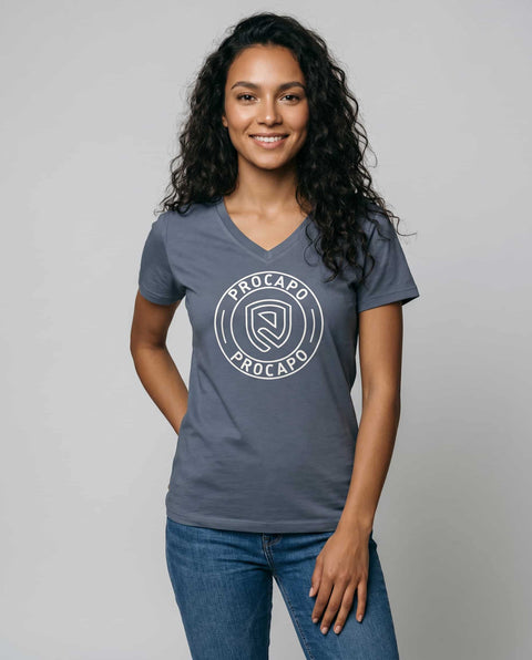 Basic T- Shirt II faded denim Logo Print weiß