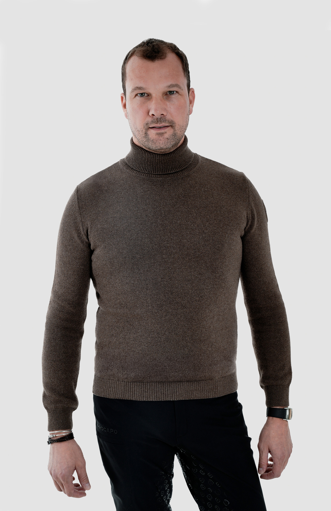 Herren Rollkragen Pullover Arco braun- mélange