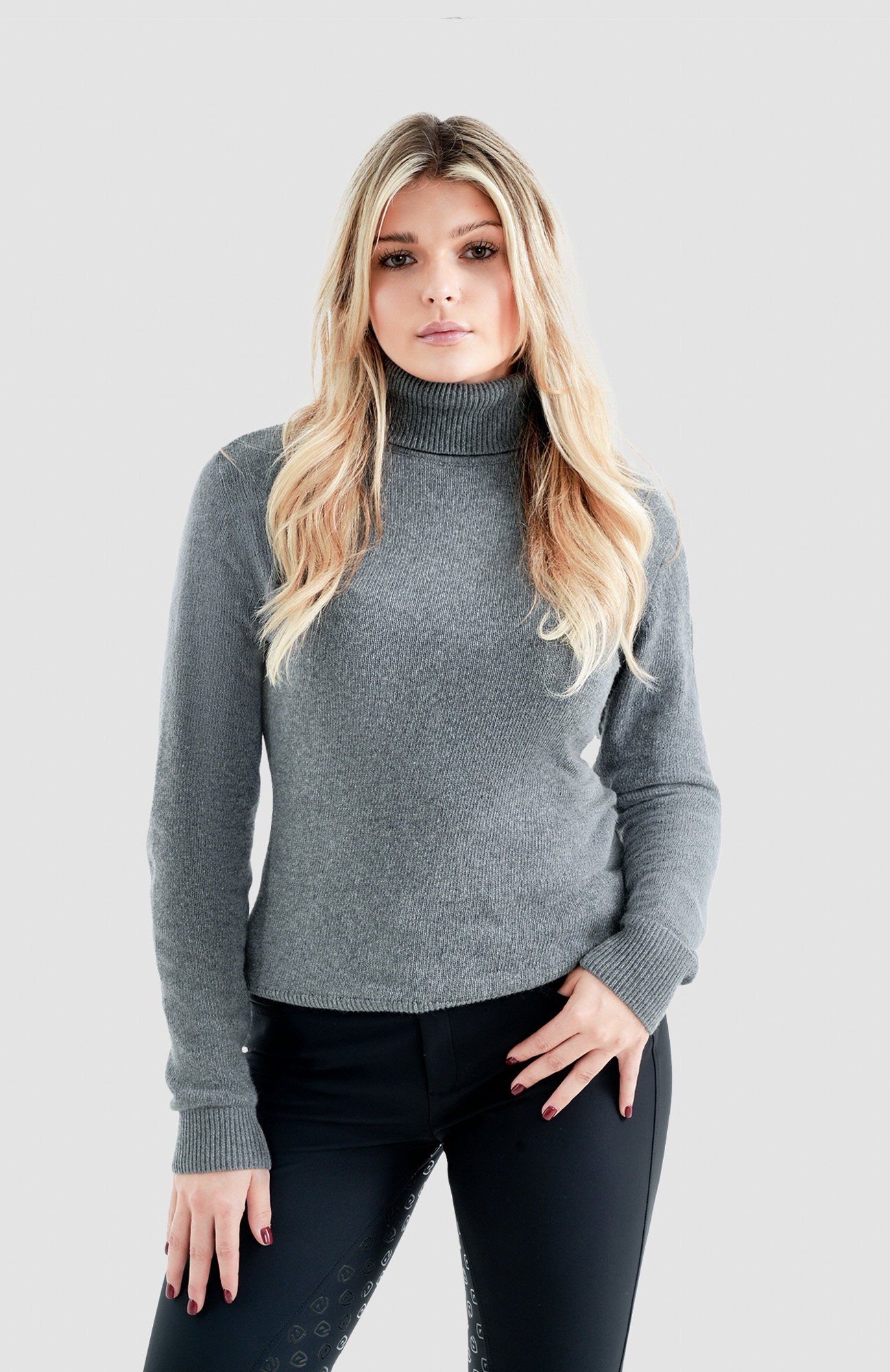 Damen Rollkragen Pullover Anka grau- mélange